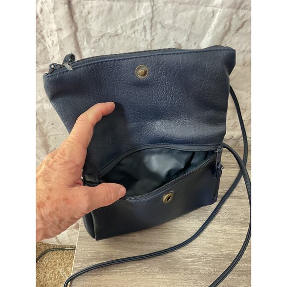 Vintage Sarne Genuine Sarné Womens Purse Bag Navy 1970s Crossbody - Picture 9 of 10